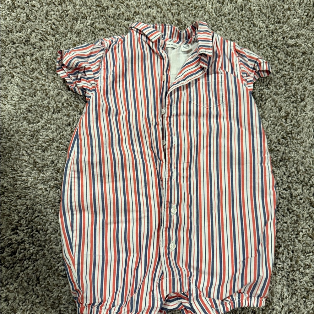 🔴🔴Janie and Jack Red and Blue Striped Romper